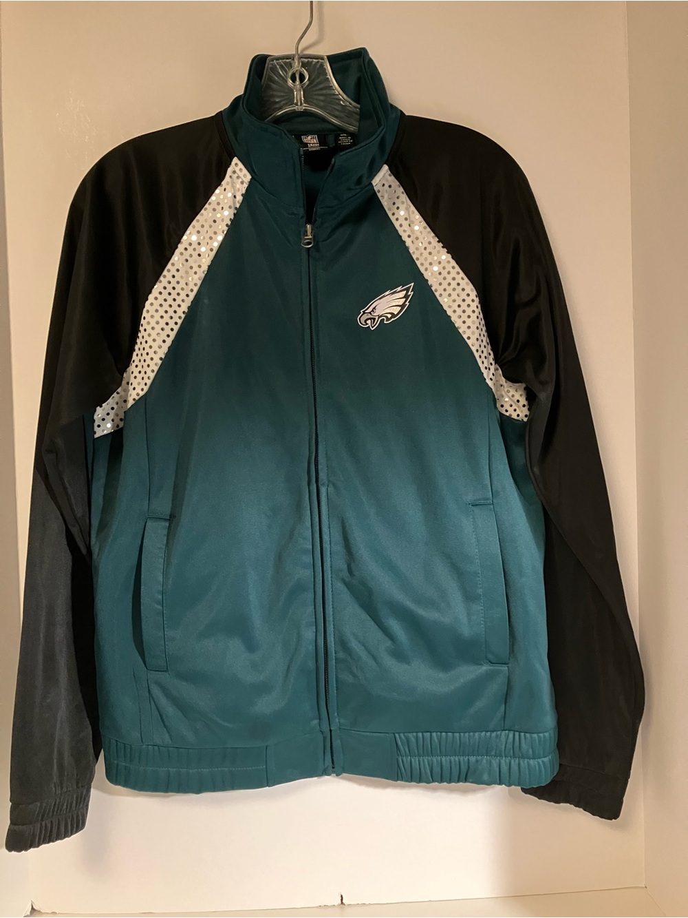 NFL Teal and Black Women's Varsity Jacket with White Accents